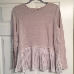 Cream sweater with accordion detailing